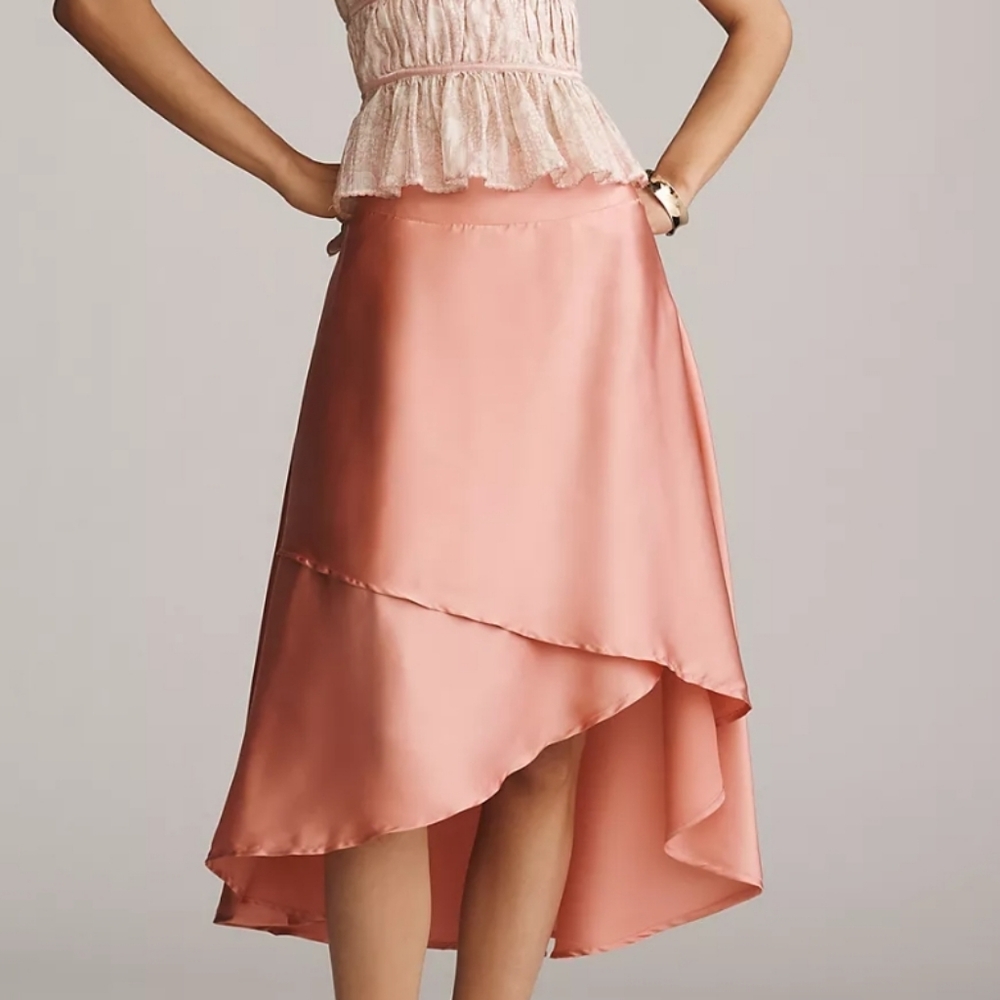 NWT By Anthropologie Silky Tiered Midi Skirt